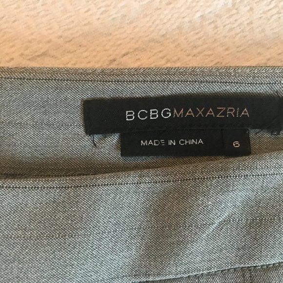 Vintage BCBG MAXAZRIA Light Gray with Pinstripe Midi-Length Skirt wit - Picture 3 of 3